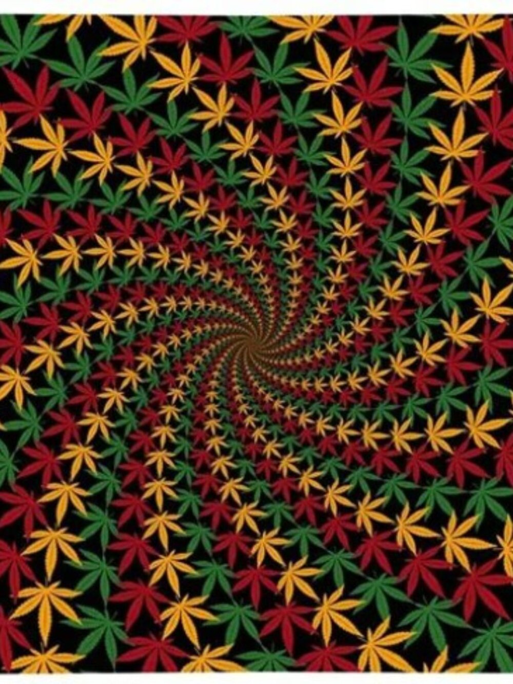 Rasta Leaf Spiral 3D Tapestry ~ Complete w/Corner Loops ~ 30" x 45" ~ Brand New!